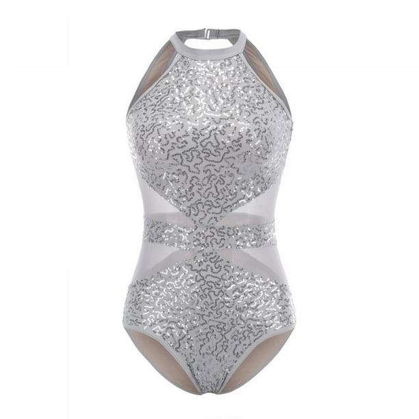 ACSUSS Womens Mesh Splice Mock Neck High Cut Leotard Bodysuit Latin Dancewear ACSUSS Womens Mesh Splice Mock Neck High Cut Leotard Bodysuit Latin Dancewear